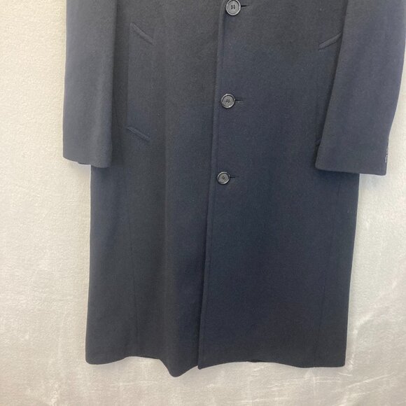 Allyn Saint George Black Cashmere Blend Notch Trench Coat Mens 38 S Overcoat - Picture 5 of 16
